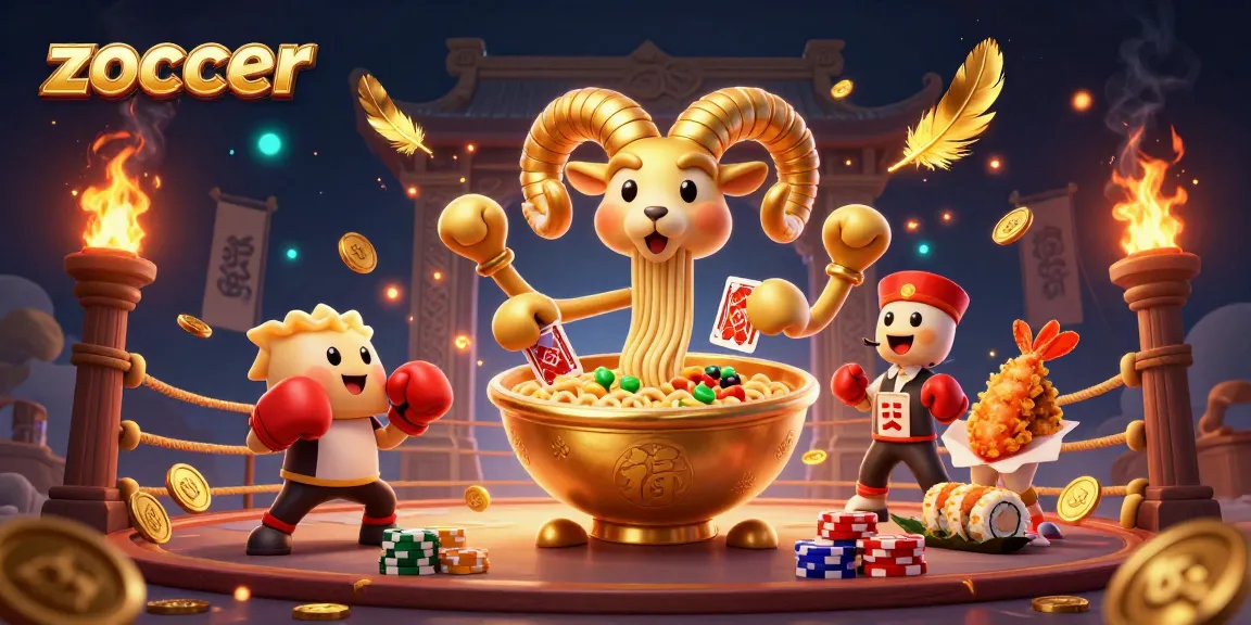 Zoccer betting illustration showcasing fun casino characters interacting with vibrant gaming elements and dynamic visuals.