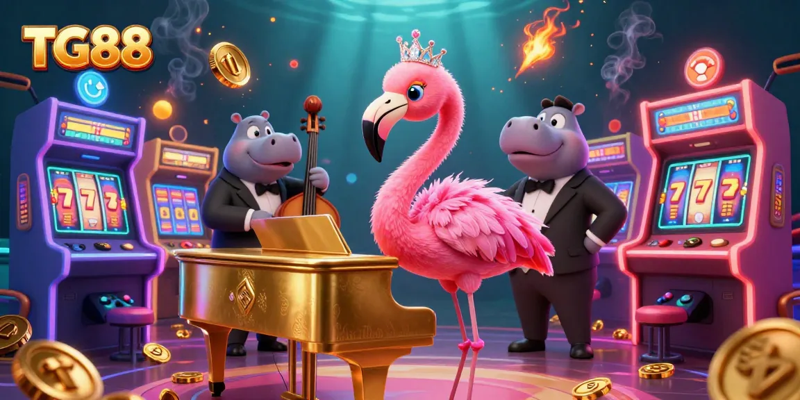 Experience fun at TG88 with colorful 3D casino illustrations showing vibrant games and lively characters.