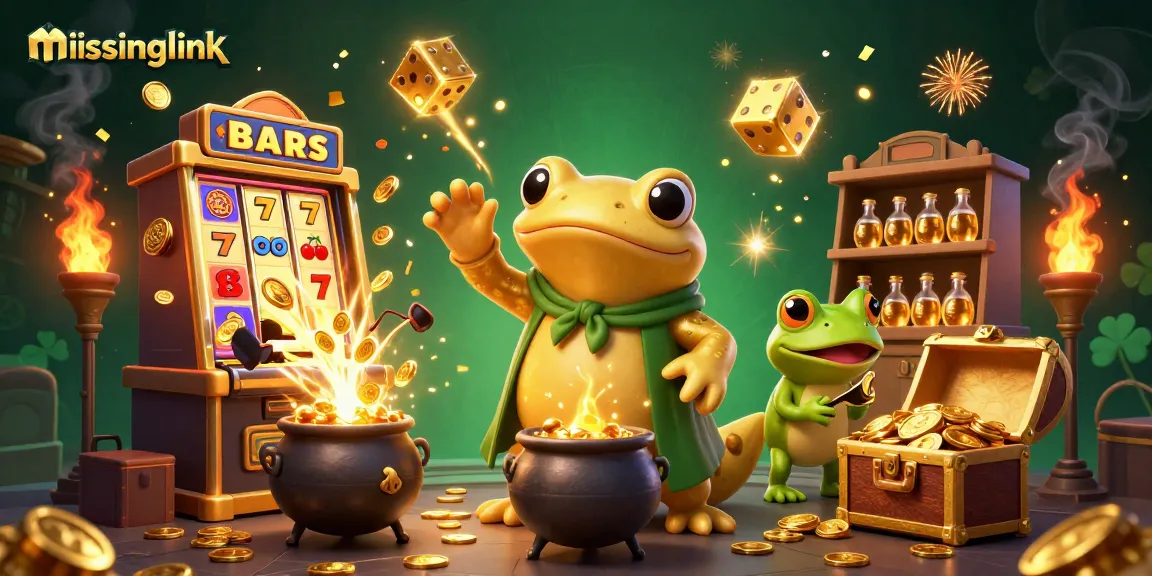 Experience the thrill of the missinglink casino with vibrant games and golden treasures bursting from the scene