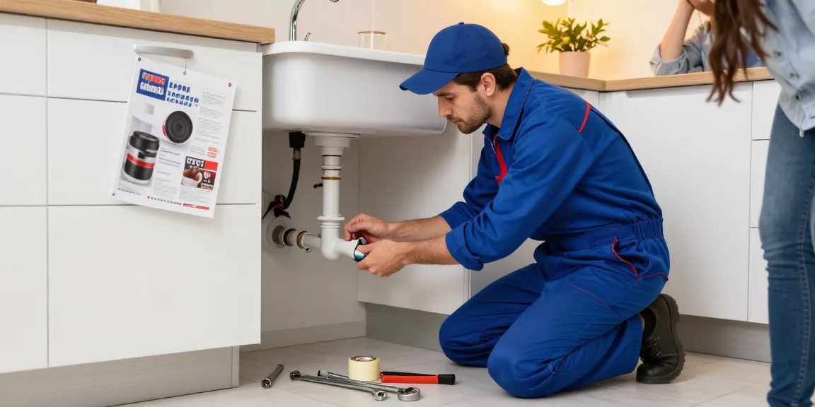 Emergency plumber in Northampton repairing a kitchen sink leak, showcasing tools and urgent home support.