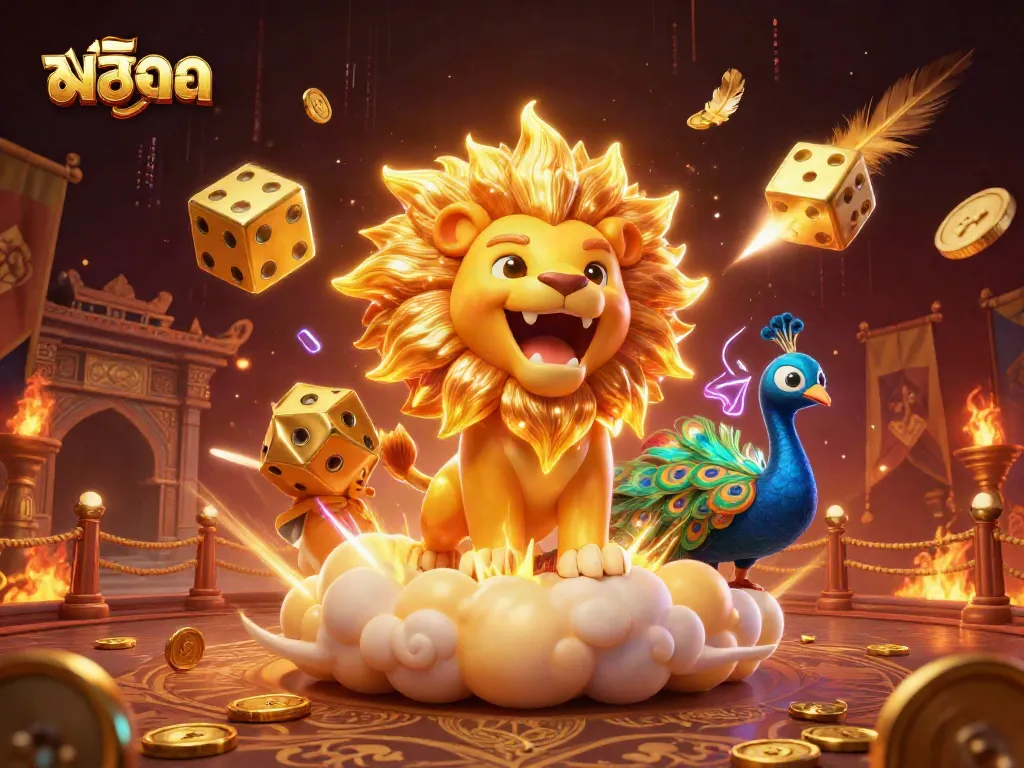 เล่นสล็อตออนไลน์สุดตื่นเต้นที่มีไ lion และลูกเต๋าทองคำเพื่อมอบความโชคดี