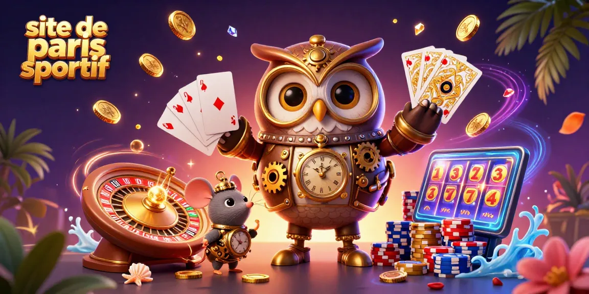 Pariez sur le site de paris sportif avec des personnages de casino animés et des éléments de style futuriste.