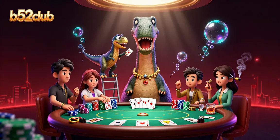 Engage in exciting gambling action at b52club with vibrant casino characters and dynamic game elements.