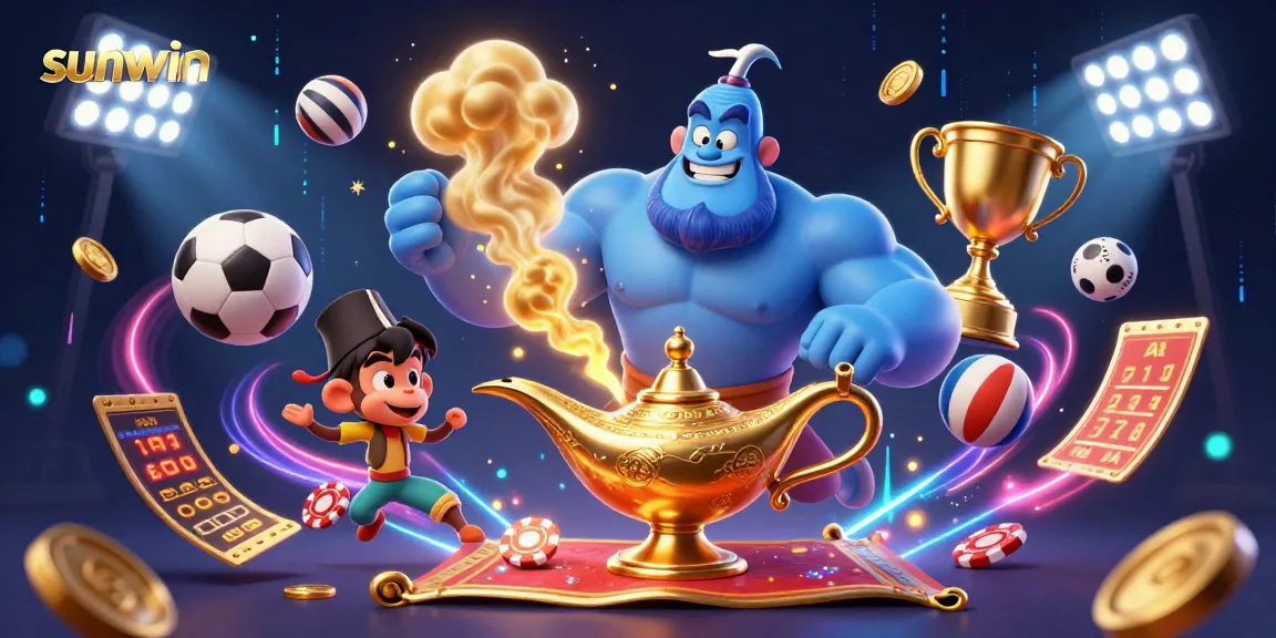 Experience thrilling gaming with sunwin's vibrant casino adventure illustration full of dynamic elements.