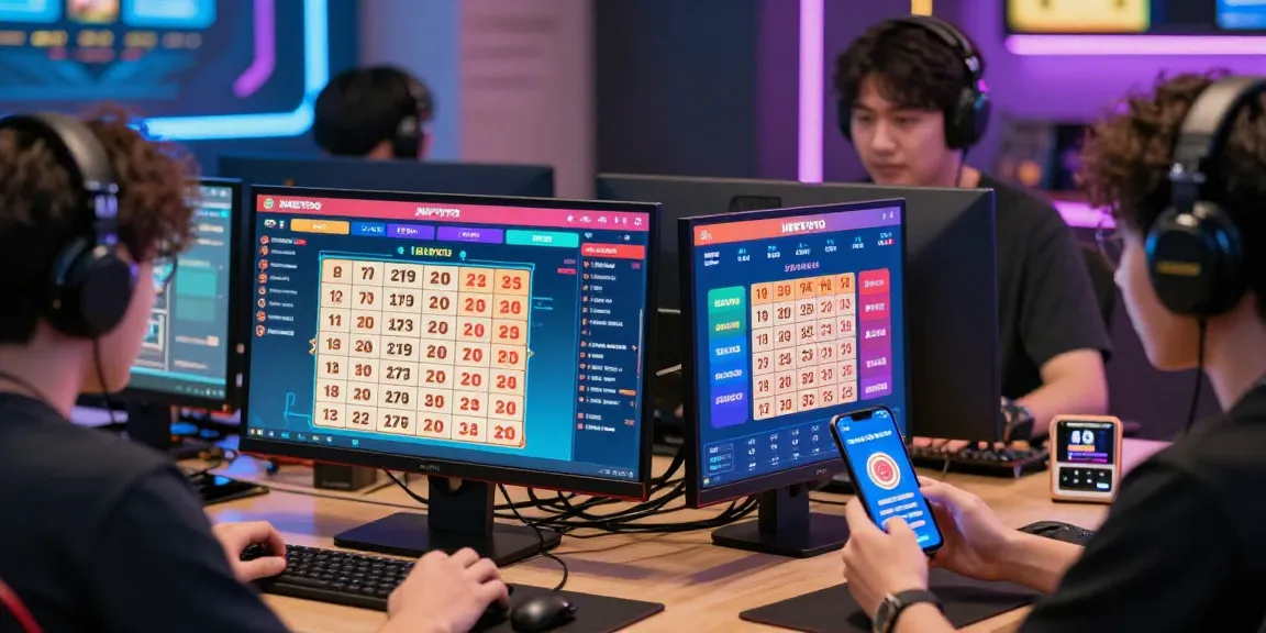 Exciting JNETOTO live draw scene with players checking real-time lottery results on various devices.
