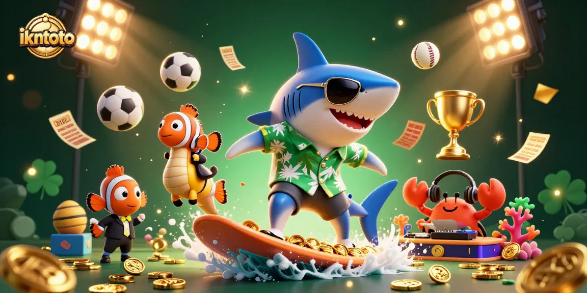 Experience ikntoto's vibrant casino world with a shark, clownfish, and crab DJ in action.