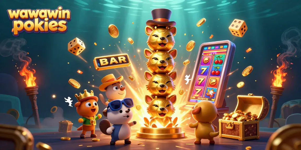 Win big with wawawin pokies in this vibrant 3D casino scene bursting with excitement.