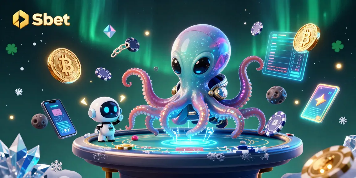 Experience thrilling gameplay at Shbet, featuring a dynamic 3D alien octopus at a virtual poker table.