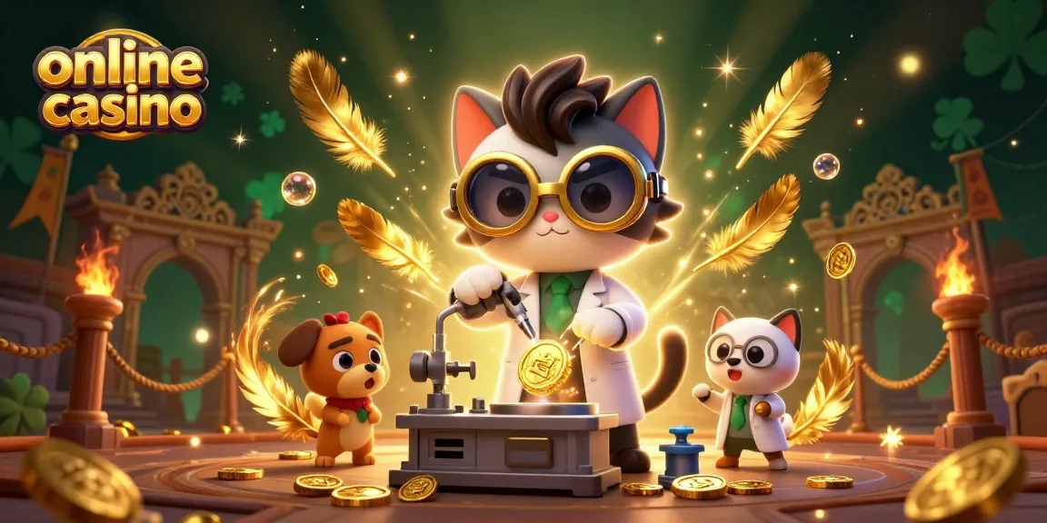 Experience the excitement of an online casino with this vibrant 3D cartoon scene featuring playful characters and dynamic elements.