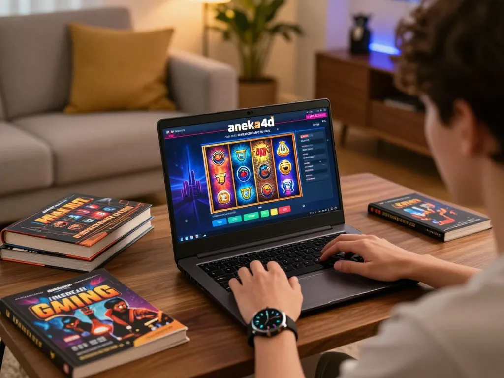 Pemain menjelajahi kasino online aneka4d, menampilkan antarmuka yang menarik dan praktik permainan yang bertanggung jawab