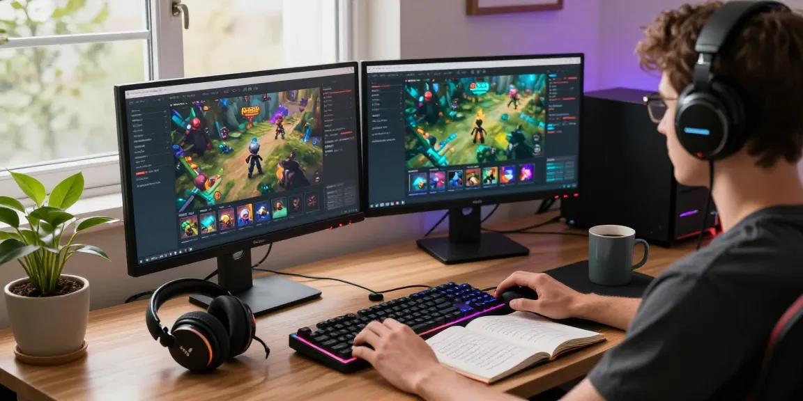 Focused gamer exploring the raja328 link while surrounded by modern gaming gear.