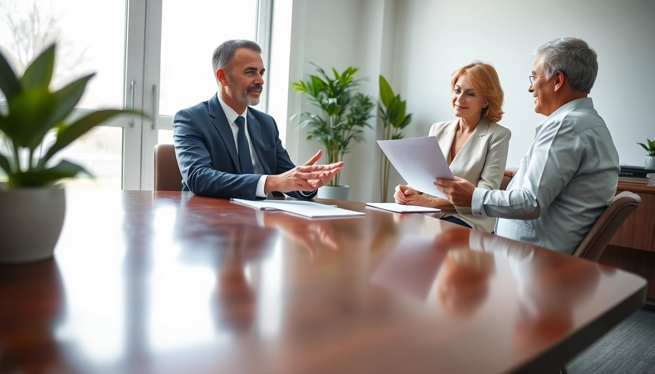 Estate Planning consultation with a professional attorney guiding a couple on their financial future.