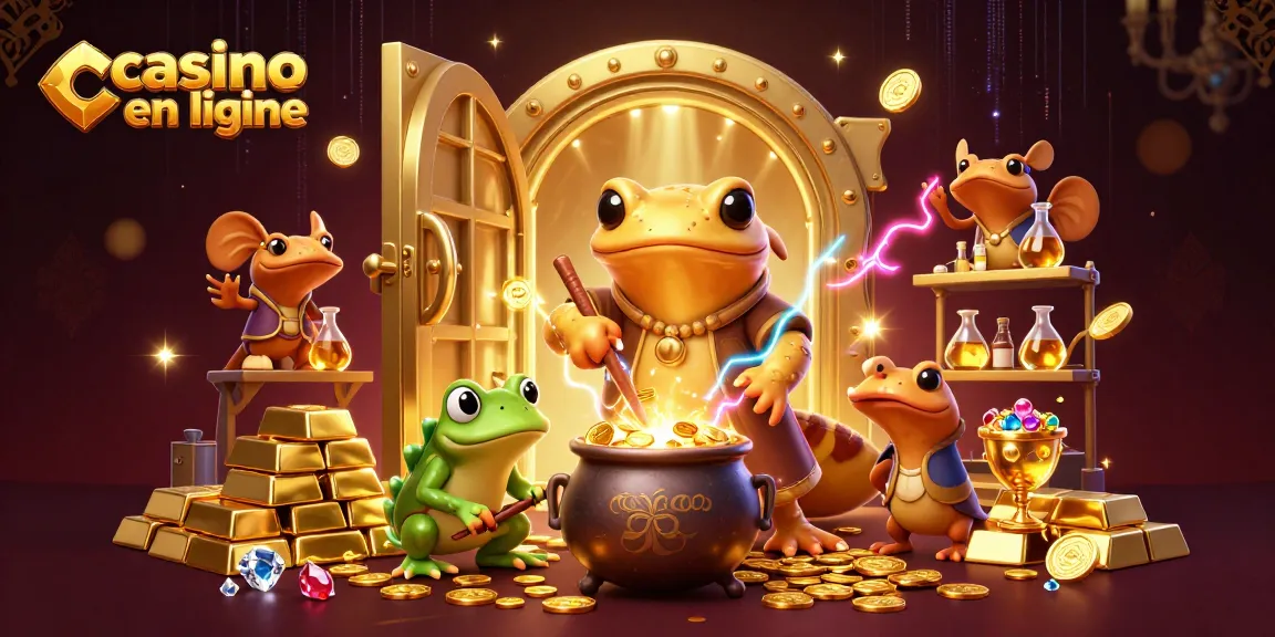 Jouez au casino en ligne avec une illustration de personnages fantastiques transmutant l'or.