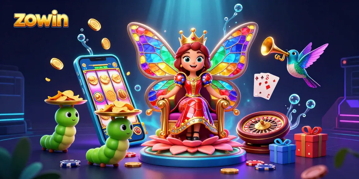 Zowin players spinning online slots with vibrant characters and dazzling gameplay elements.