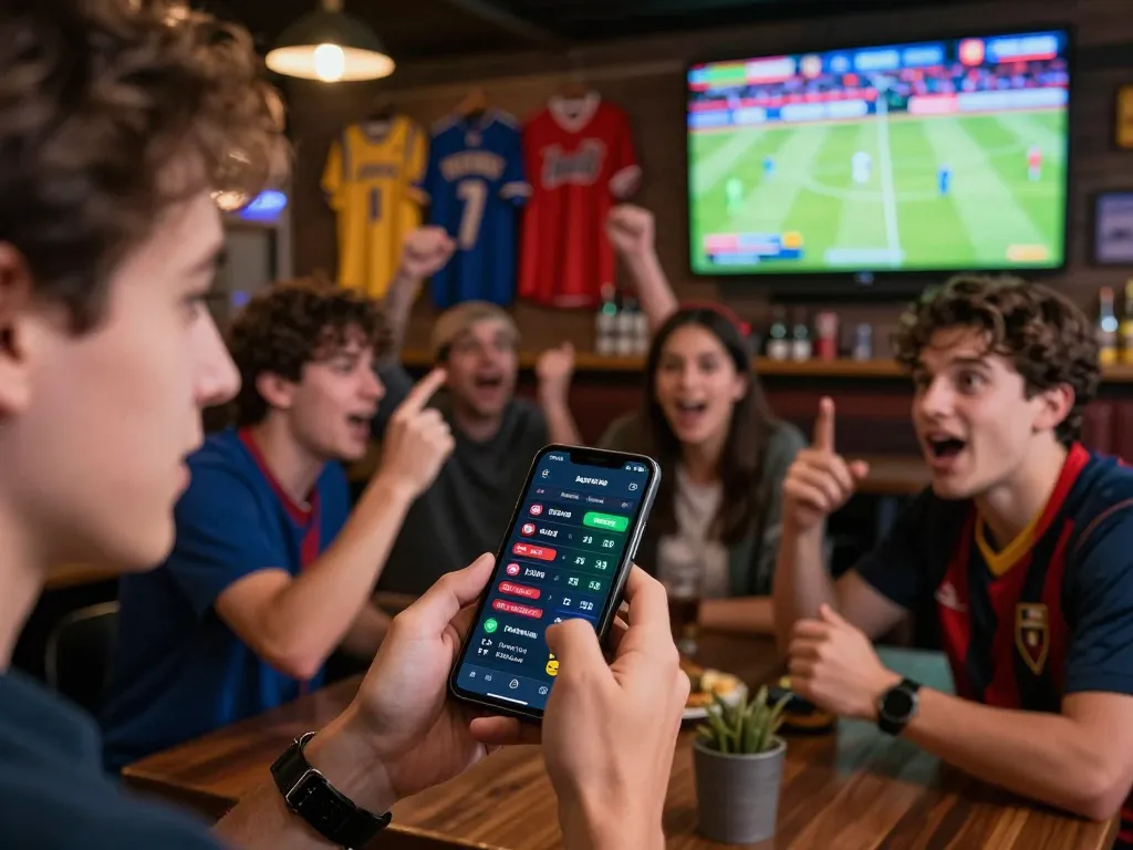 Engaging in kèo nhà cái betting strategies while cheering for a live sports event