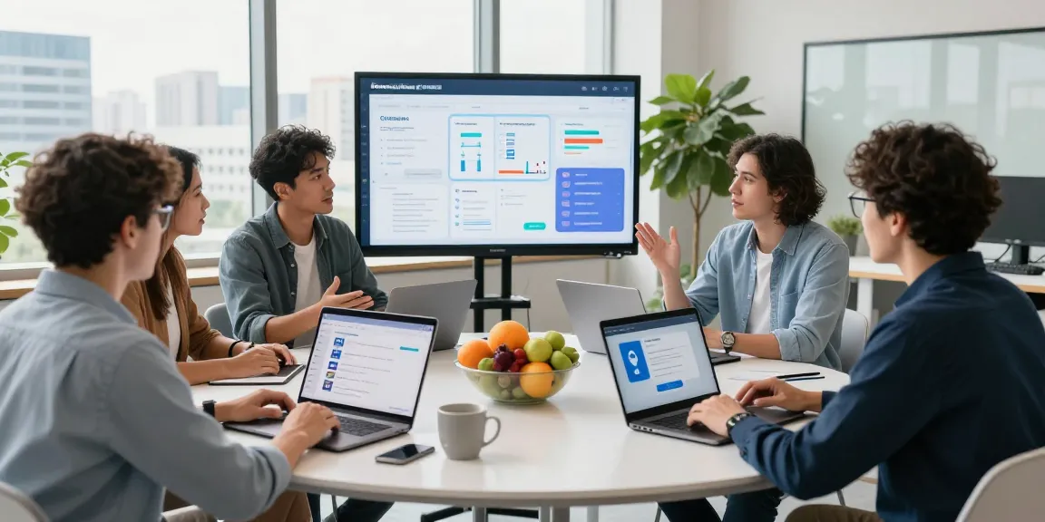 Dynamic team collaboration in a modern office discussing features of teiegramin.com.