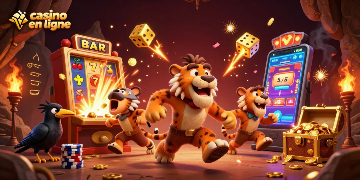 Jouez au casino en ligne avec des personnages intrigants dans un décor vibrant aux éléments dynamiques.