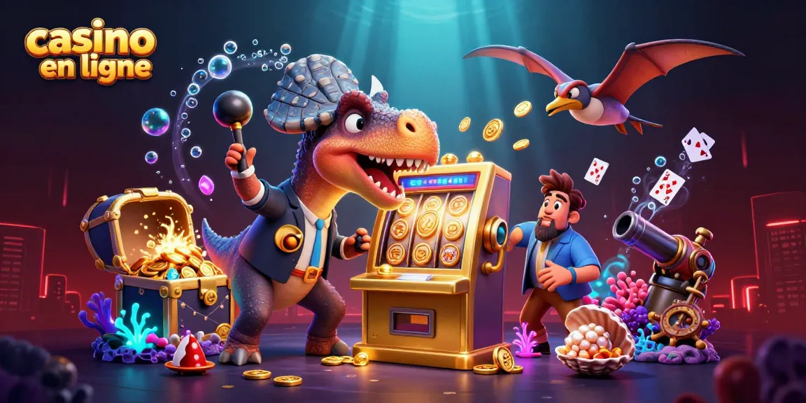 Le casino en ligne propose une scène dynamique avec un pachycéphalosaure sur une machine à sous dorée.