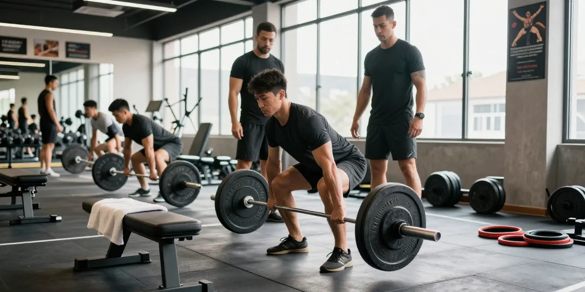Athlete lifting weights in a modern gym environment at Deus Medical Shop.