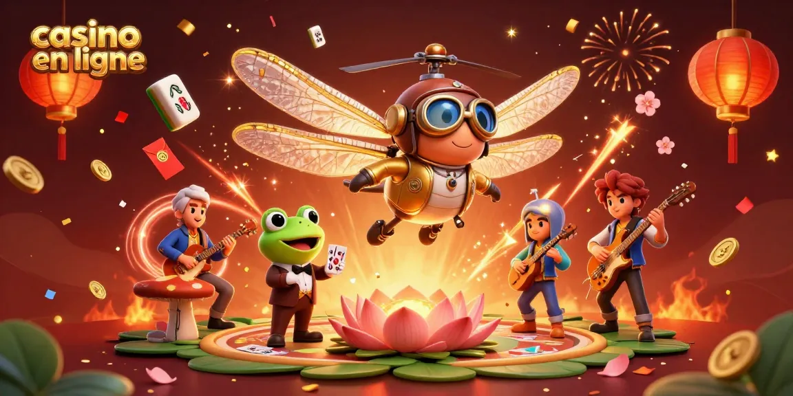 Pariez dans un casino en ligne avec un croupier grenouille et un pilote libellule captivant.