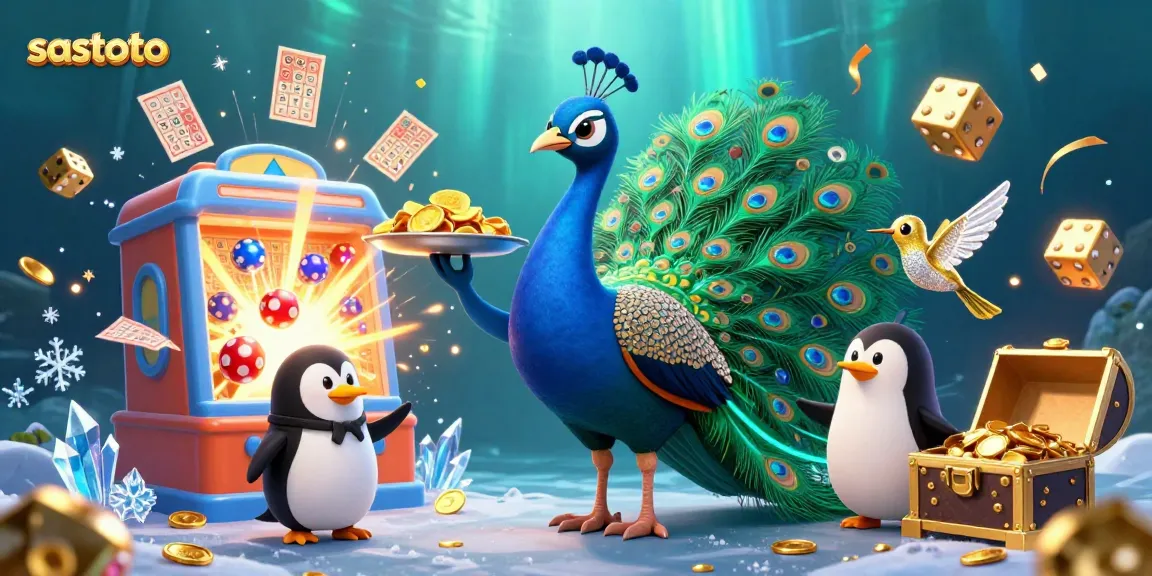 Sastoto delivers the excitement of online lottery with vibrant elements and dynamic characters in a thrilling gambling illustration.