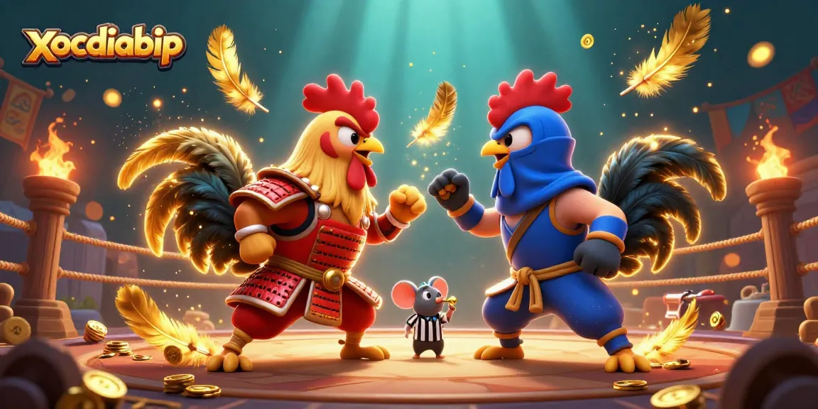 xocdiabip's vibrant standoff of cartoon roosters showcases an exciting Asian-themed betting arena