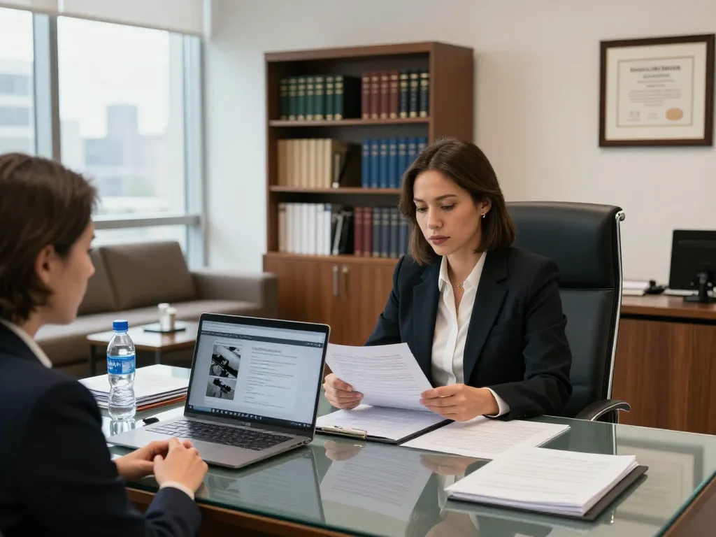 Alexandria Personal Injury Lawyer consulting with a client in a modern office setting, showcasing professionalism and experience.