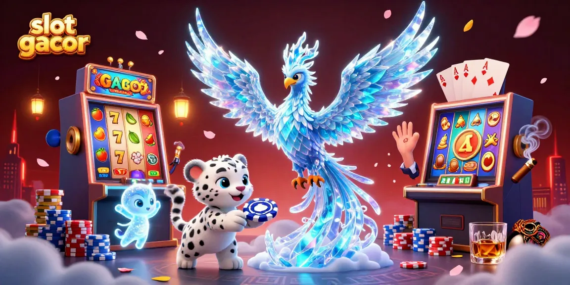 Experience the excitement of slot gacor with a vibrant scene featuring animated casino characters and dynamic game elements.