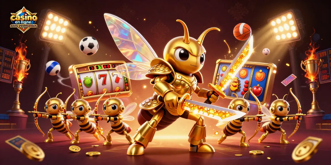 Jouer à casino en ligne sans vérification avec un géant hornet en armure et des éléments de jackpot.