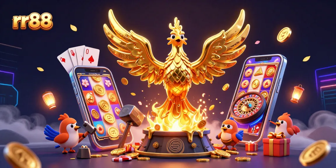 Experience exhilarating gaming thrills at rr88 with golden phoenix, dynamic slot games, and vibrant casino elements.