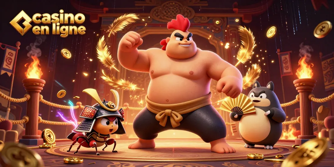 Jouer au casino en ligne avec un combattant de sumo, un criquet samouraï et un annonceur tanuki.