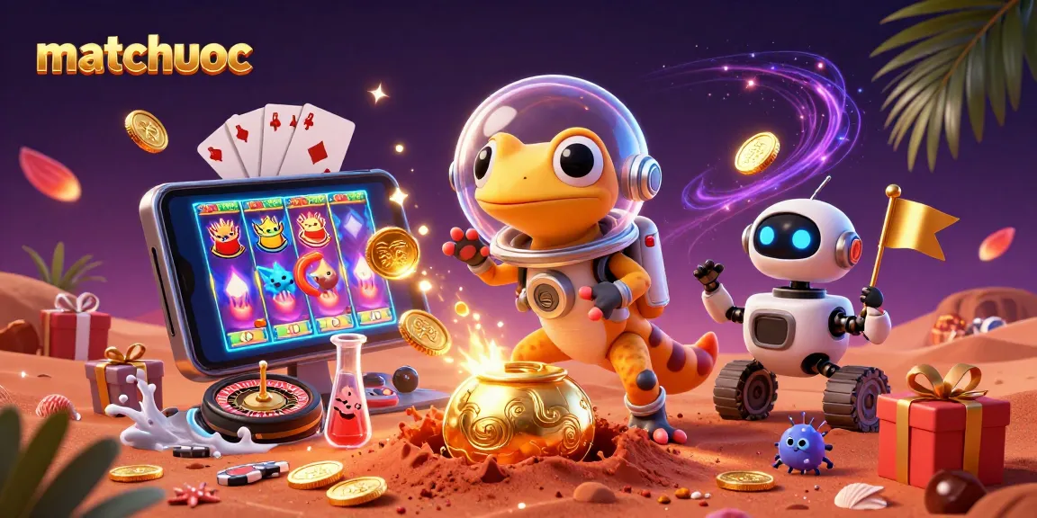Join the Martian gecko in the matchuoc casino adventure with vibrant gambling elements!