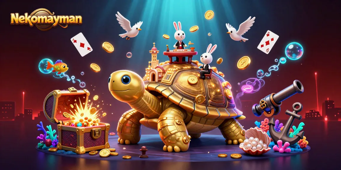 Spin to win with nekomayman in a vibrant 3D casino scene of fortune and excitement.