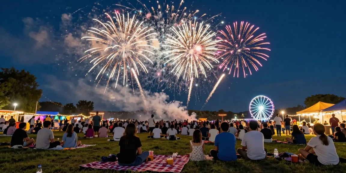 Buy fireworks Manchester delightfully lighting up the night sky during a summer festival celebration.