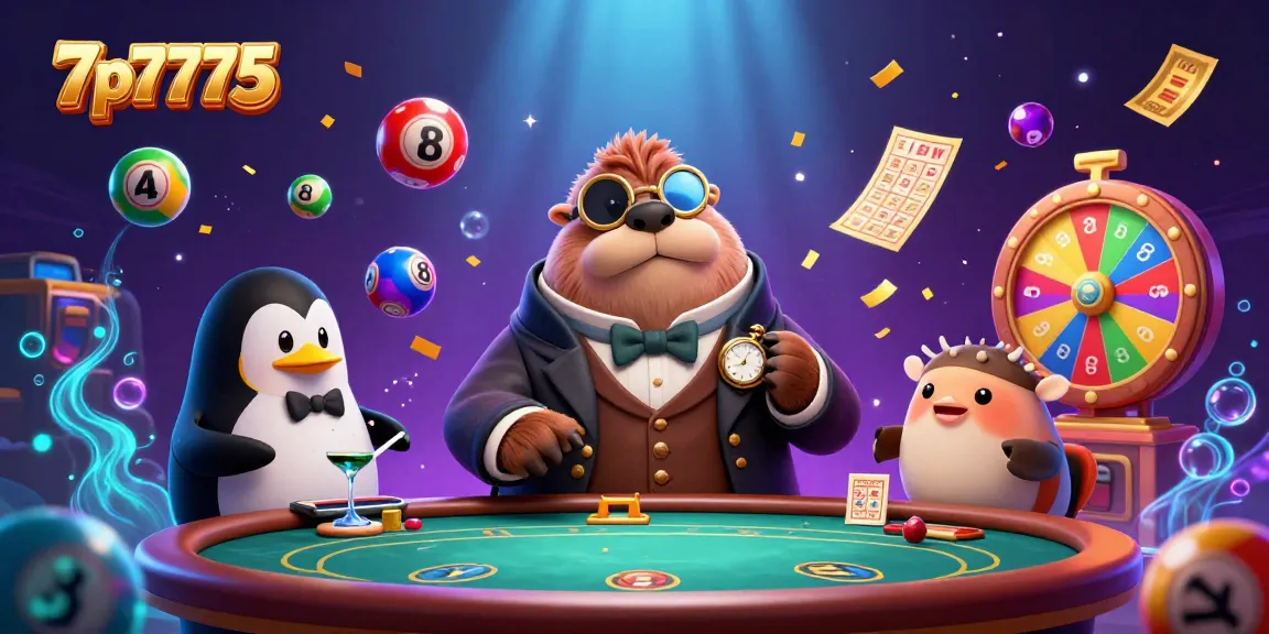 Experience the vibrant underwater casino scene with 7p7775, featuring a walrus, penguin dealer, and pufferfish in action.