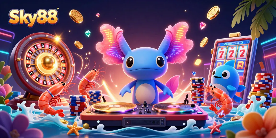 Experience thrilling gameplay at Sky88 with lively characters and sparkling casino elements.