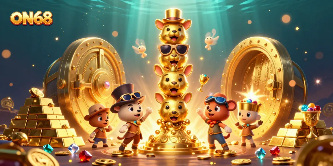 Engage in thrilling gameplay at ON68, featuring a vibrant casino scene with treasures and excitement!