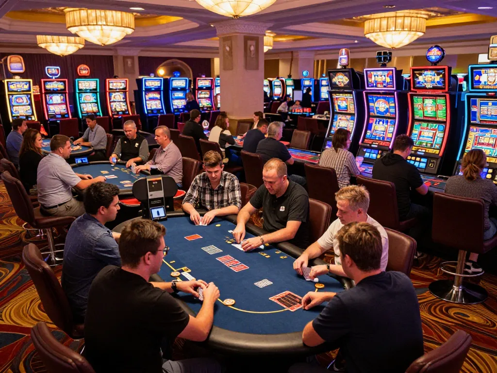 Players experience thrilling gameplay at TV88's casino with exciting poker action and vibrant atmosphere.