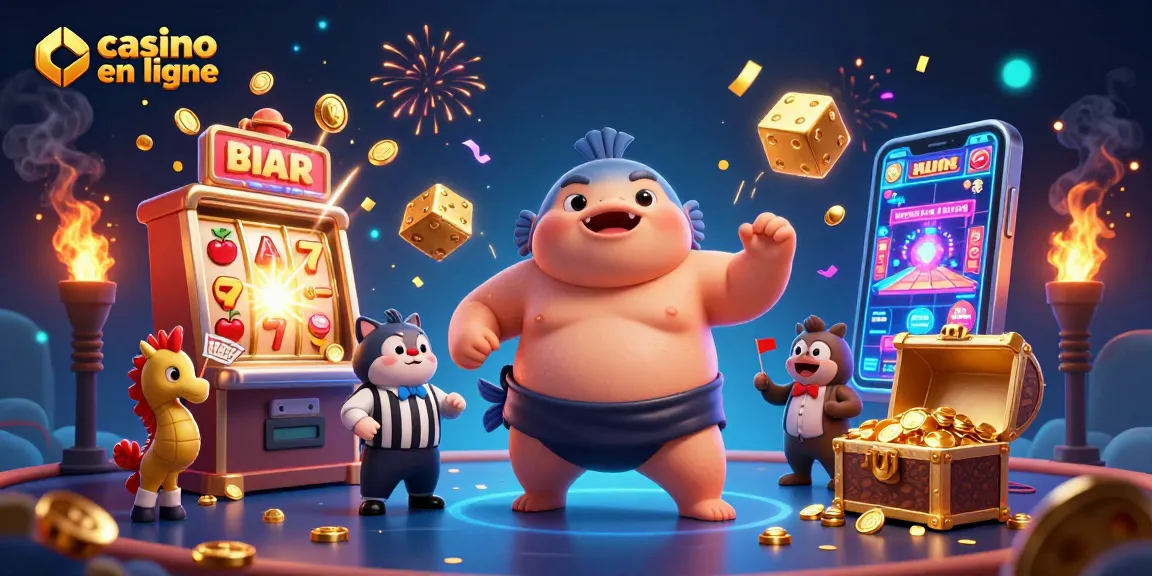 Des scénarios animés au casino en ligne avec des personnages et des machines à sous.
