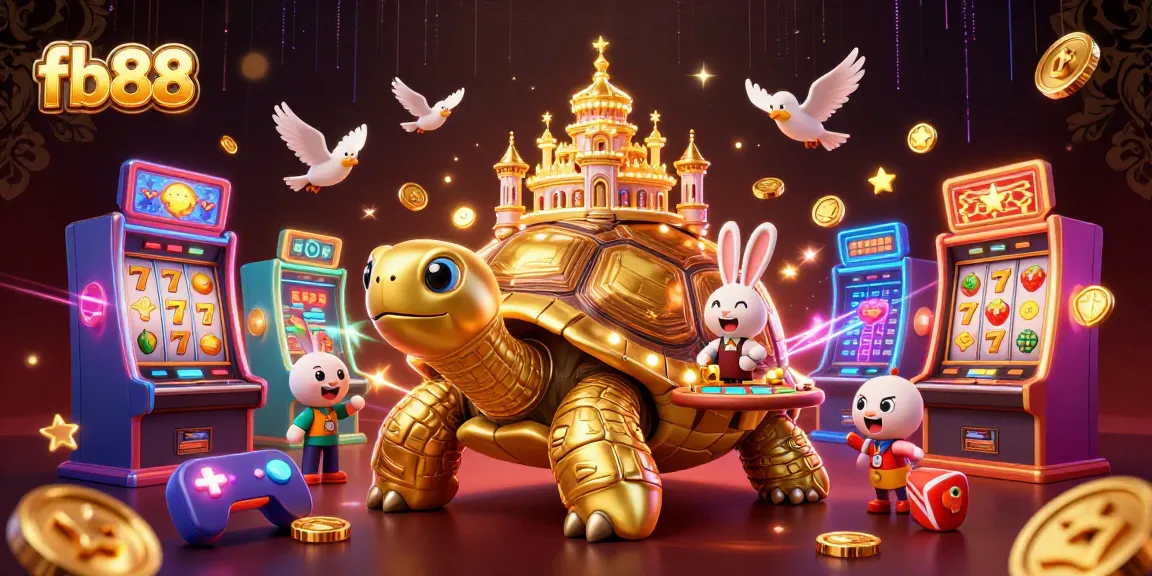 Play exciting casino games with fb88, featuring vibrant slot machines and golden rewards.