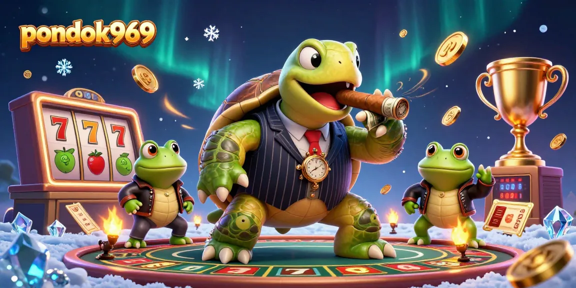 Pondok969 showcases a dynamic casino scene with unique characters and engaging slot motifs.