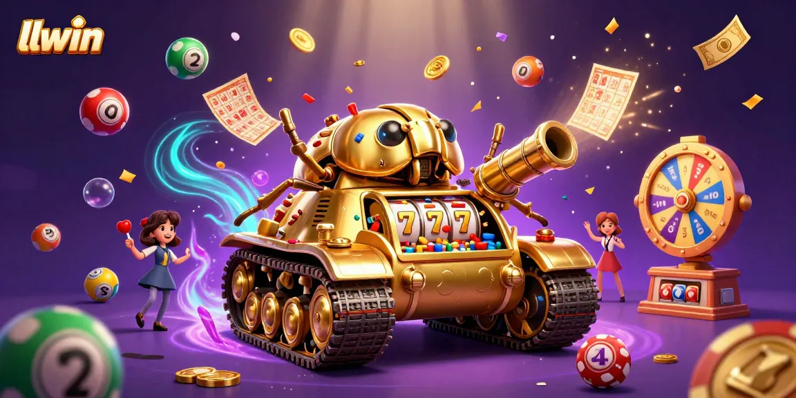 Experience thrilling gaming at llwin with a vibrant casino in a golden beetle tank, immersed in colorful lottery elements.