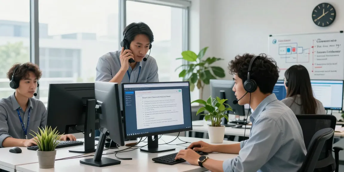 Team providing Telus-Technical-Support in a modern office environment showcasing dynamic collaboration and customer care.