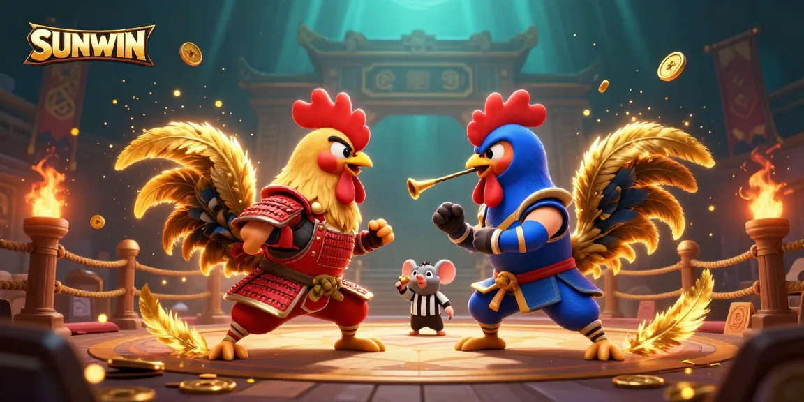 SUNWIN casino features dynamic roosters in combat amidst a vibrant betting arena.