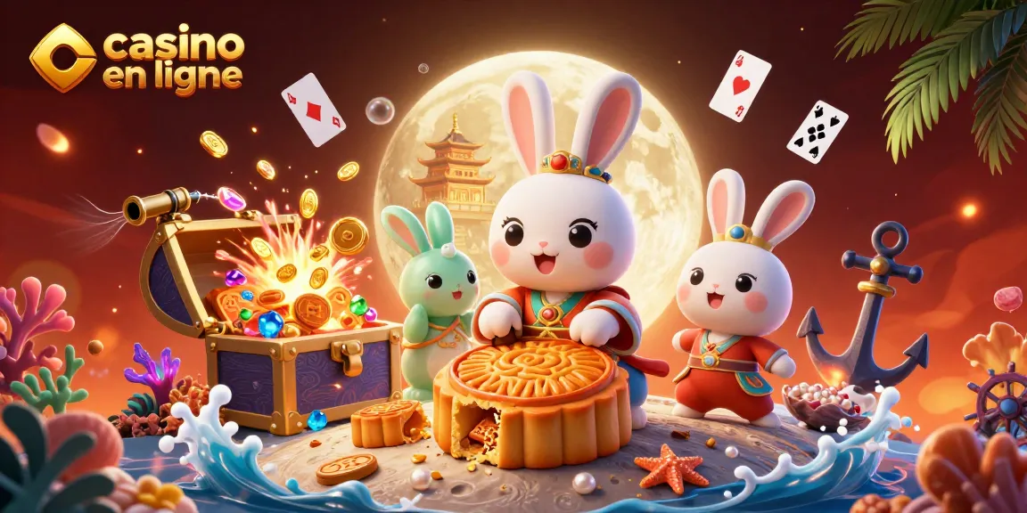Le casino en ligne met en scène un lapin de la lune avec des jetons de poker dans un décor vibrant et coloré.