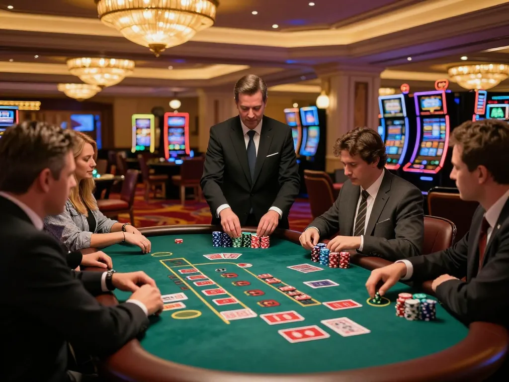 cloud-africa players engaged at a blackjack table, showcasing strategy and excitement in a luxurious casino.