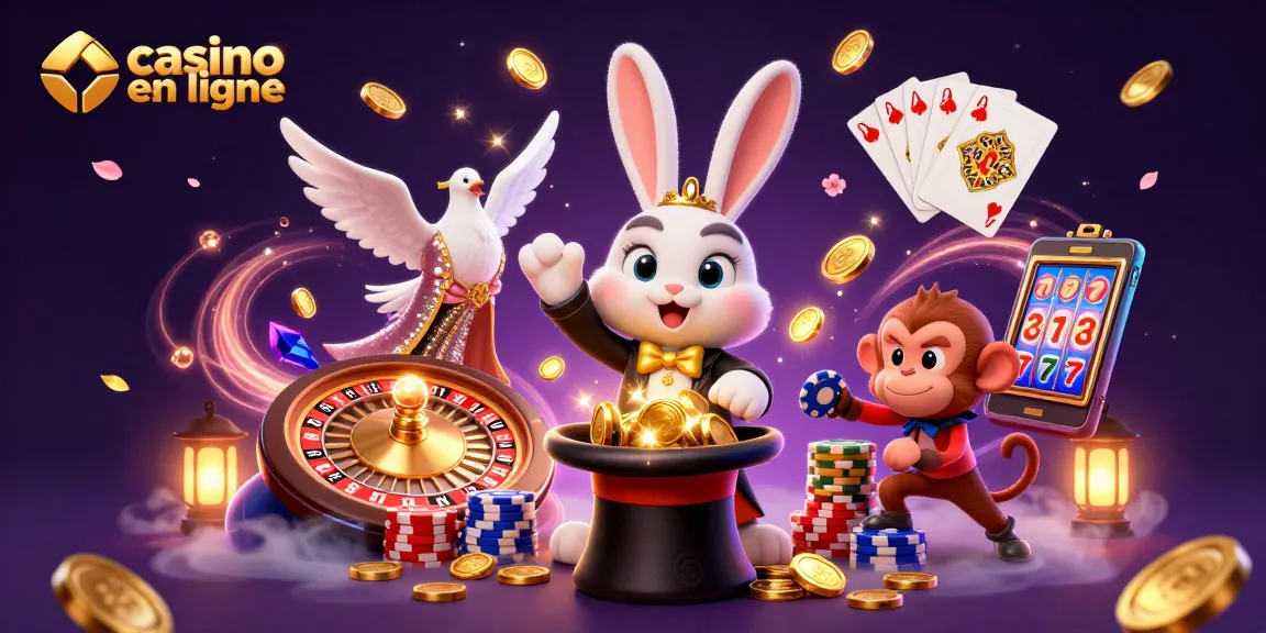 Jouez au casino en ligne avec des personnages dynamiques et des jetons de poker.