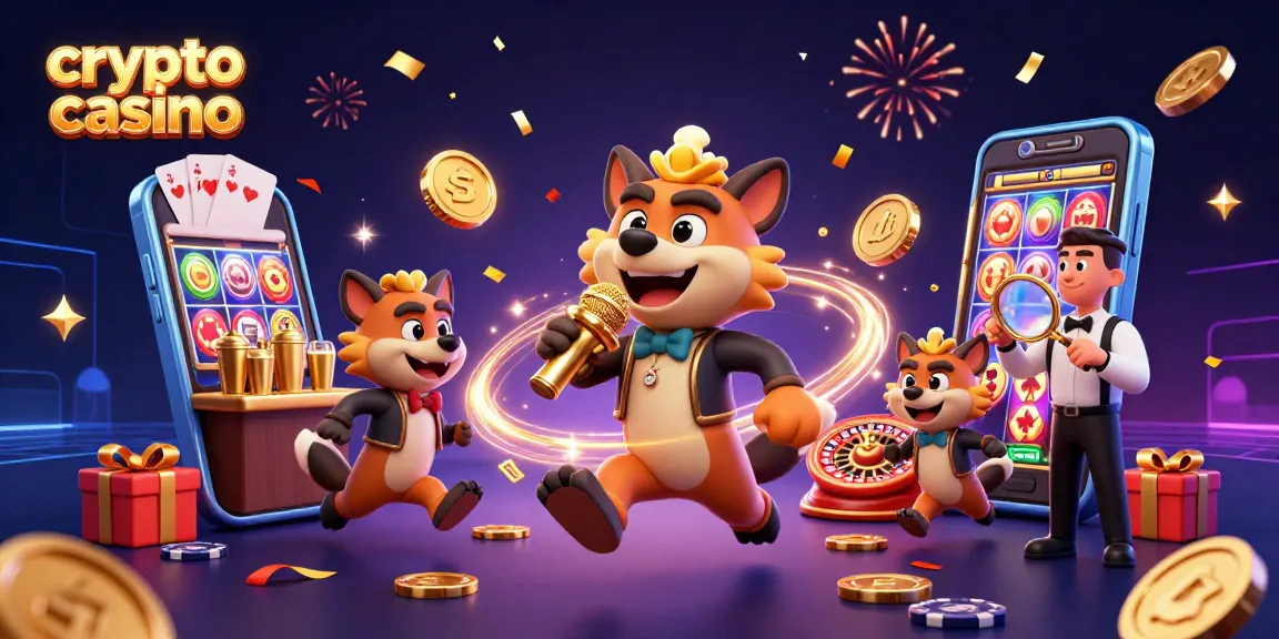 Disfruta en un crypto casino animado con hiena cómica y juegos vibrantes.