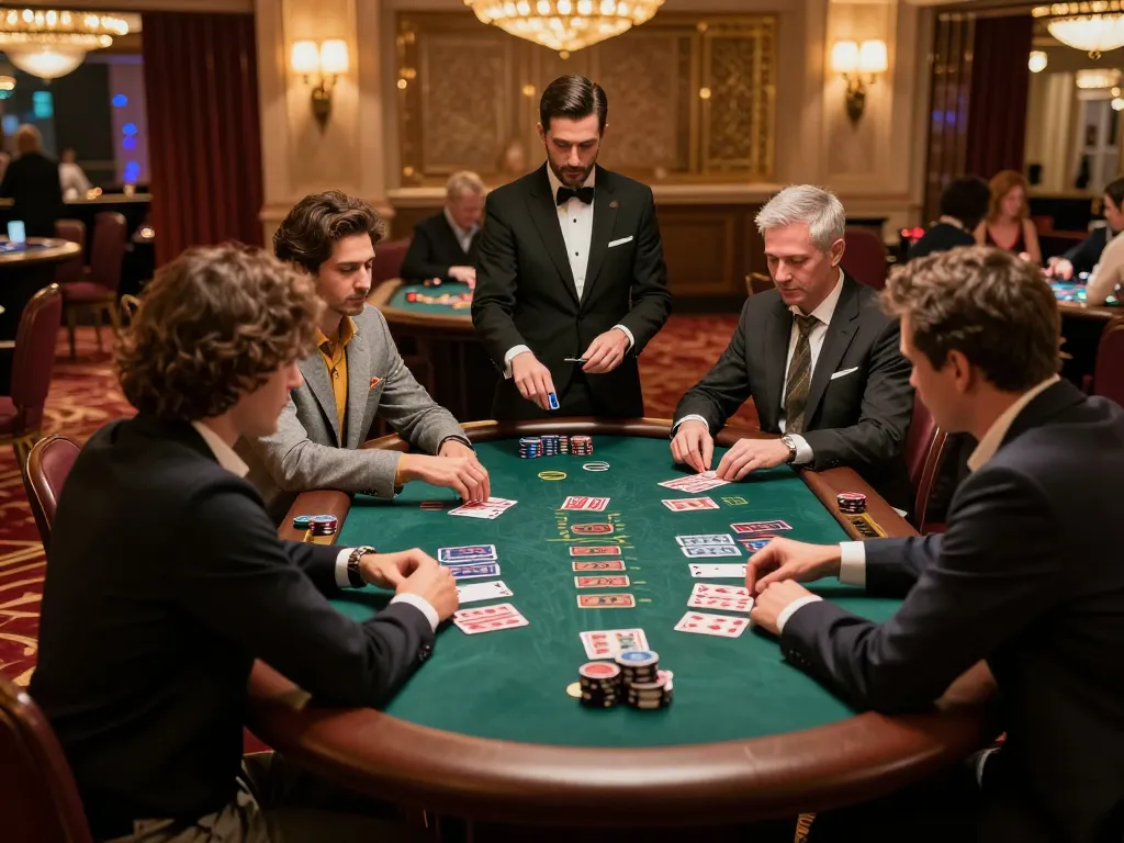 MM88 blackjack table with engaged players and a focused dealer creating an exciting gaming experience
