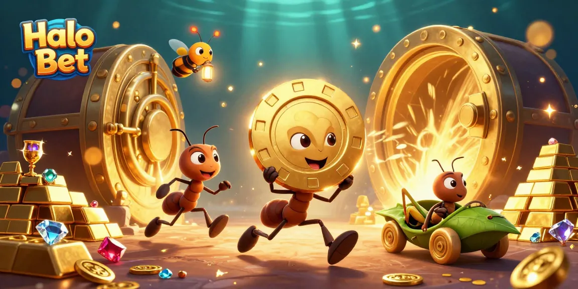 Menghadapi tantangan dengan Halo Bet, tim semut kartun beraksi dalam misi perolehan chip poker emas.